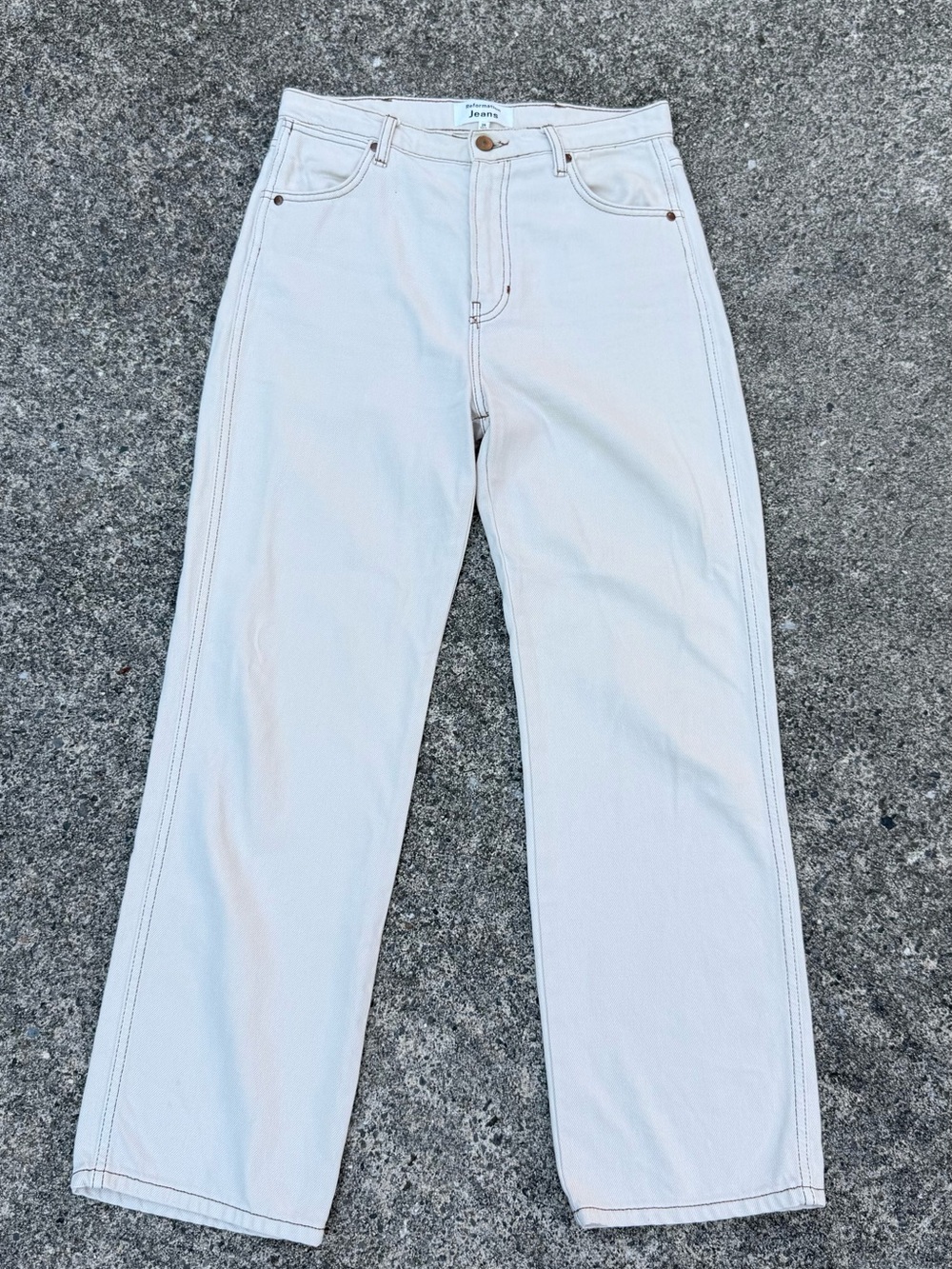 Reformation Almond Wash Straight Leg Jeans Size 28 Cream High Rise